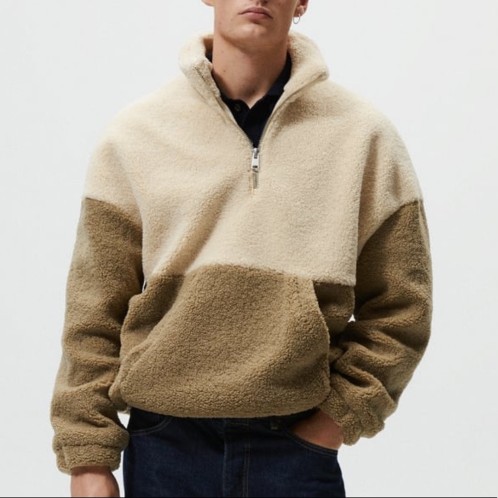 Zara Colorblock Sherpa Sweater